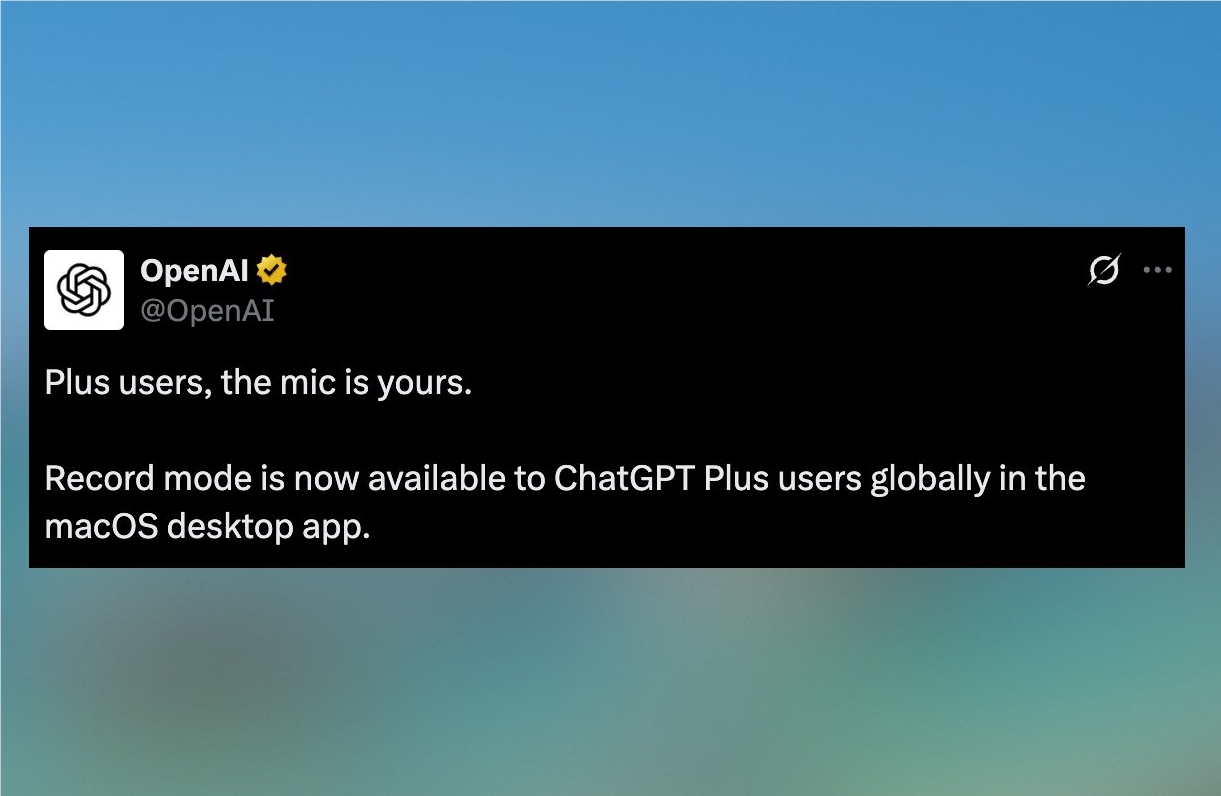 ChatGPT录音模式开放!macOS语音转文字+智能总结