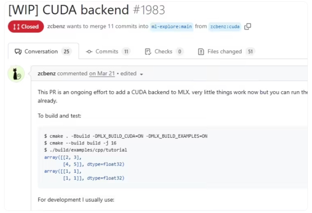 苹果MLX支持CUDA打通英伟达生态!Mac开发→NVIDIA训练→苹果设备部署