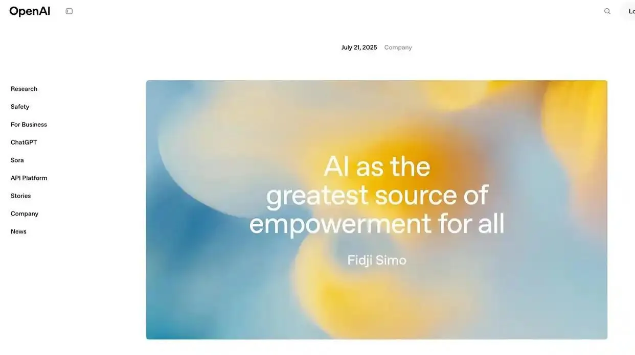 OpenAI任命Fidji Simo为应用CEO,AI普惠战略迎来掌舵人