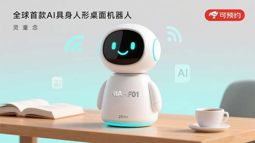 灵童念NIA-F01:全球首款AI具身人形桌面机器人,京东预约开启!
