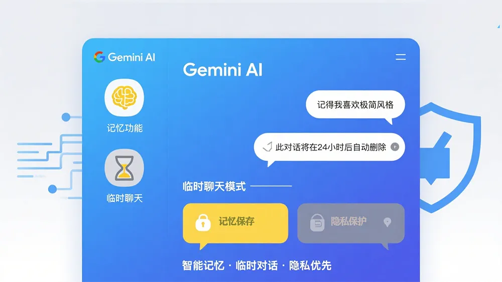 谷歌Gemini AI 新增记忆与临时聊天功能,优化体验并加强隐私保护