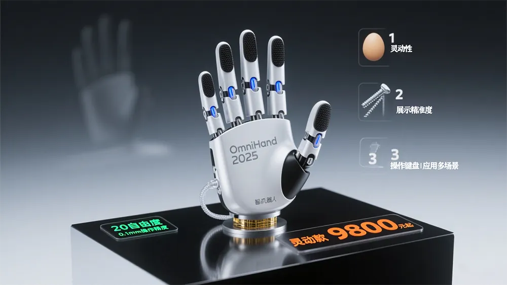 智元OmniHand 2025灵巧手发布:万元内高自由度方案破局工业与交互场景 - AI工具箱网