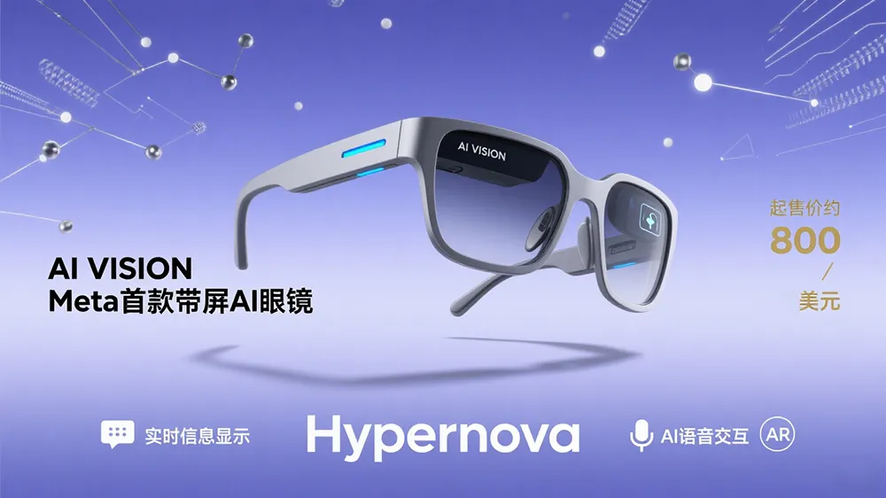 Meta将发布首款带显示屏的AI眼镜Hypernova,起售价约800美元