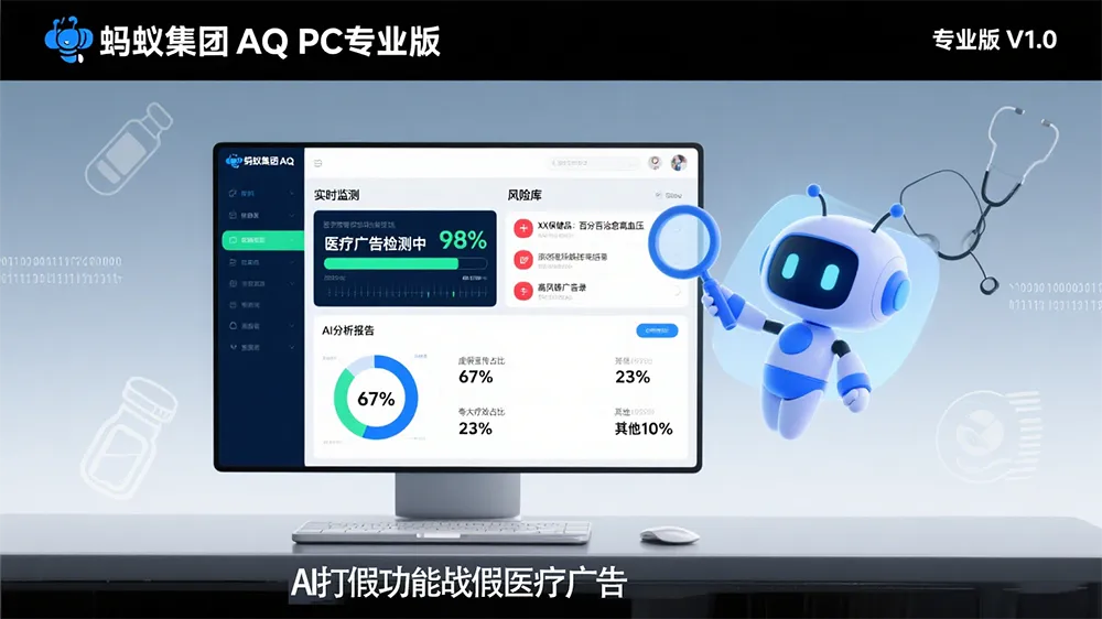 蚂蚁集团AQ上线PC专业版,AI打假功能破解医疗诈骗难题