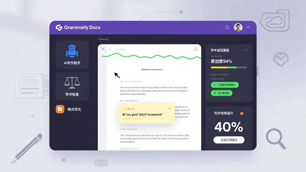 Grammarly文档界面革新:AI工具矩阵解决学术写作与诚信平衡难题