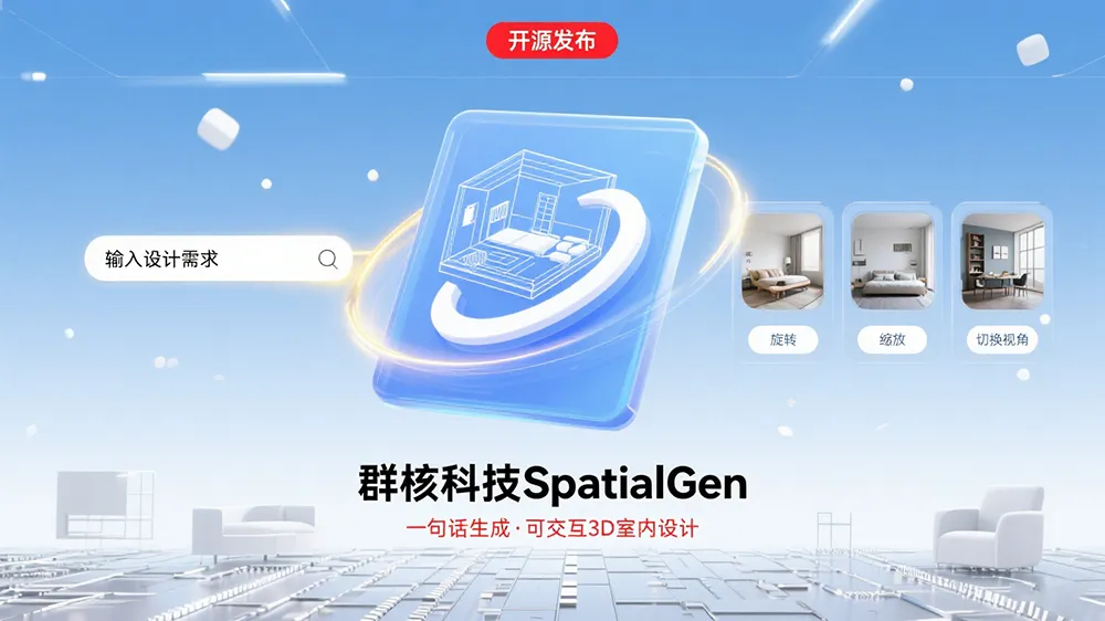 群核科技开源3D场景生成模型SpatialGen,一句话生成可交互的3D室内设计。