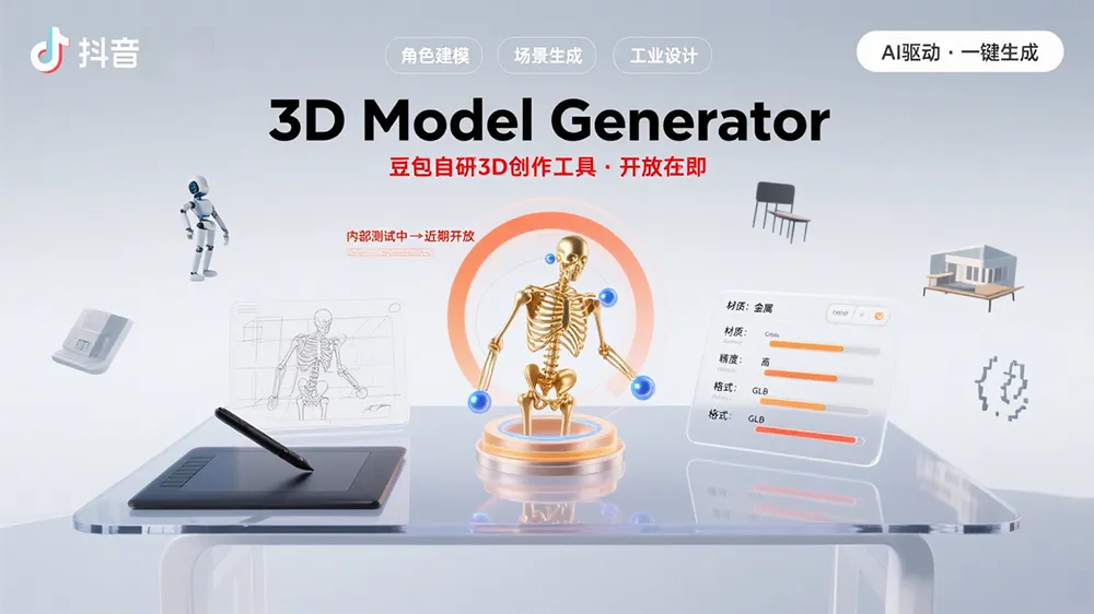 字节豆包研发“3D Model Generator”3D模型生成工具,或近期开放。