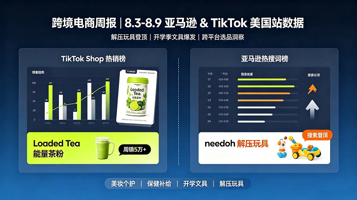 8.3-8.9 亚马逊 & TikTok Shop 美国站跨境行业周报数据速览